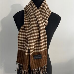 Vintage Dior Scarf in Brown and Cream Stripes -Cashmaire